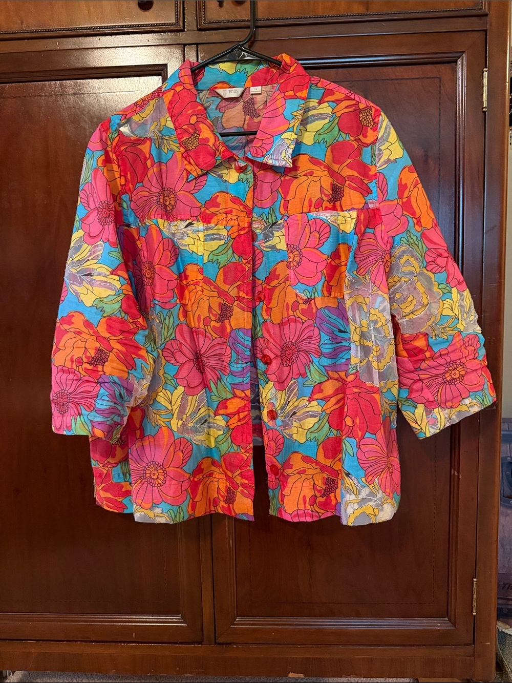 Vibrant Floral Button-Up blouse - Bright Multi